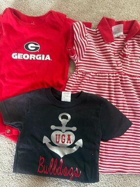 Georgia Bulldogs Baby 3-Piece Red & Black Outfit Set